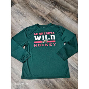 Men's Unbranded Minnesota Wild Hockey Long Sleeve Tee M Green Red
